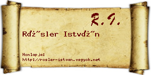 Rösler István névjegykártya